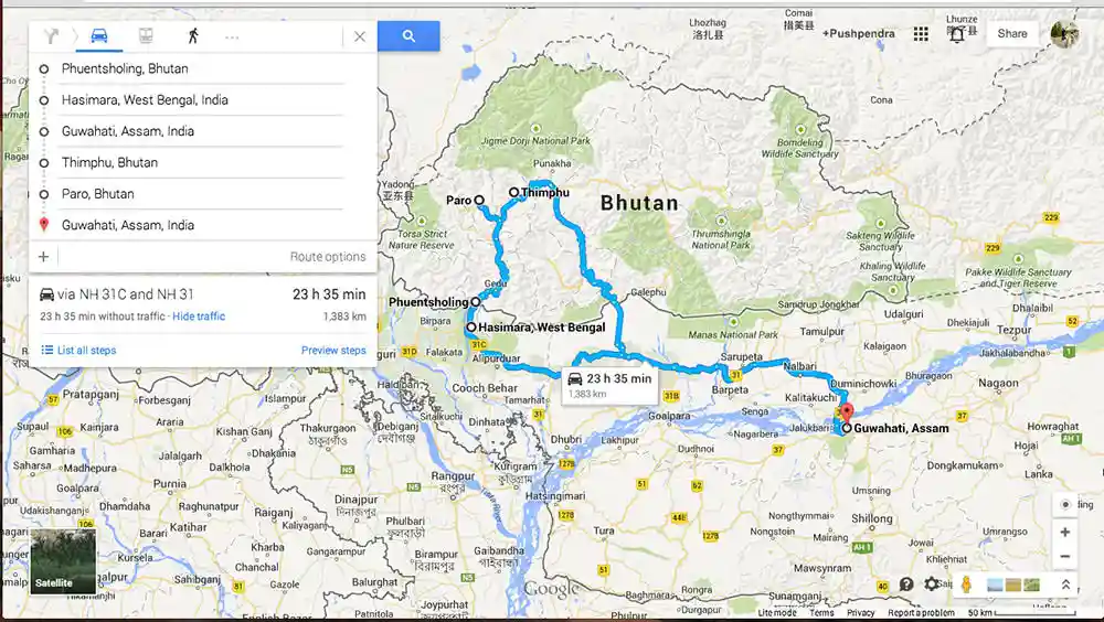 bhutan-trip-frm-india-route